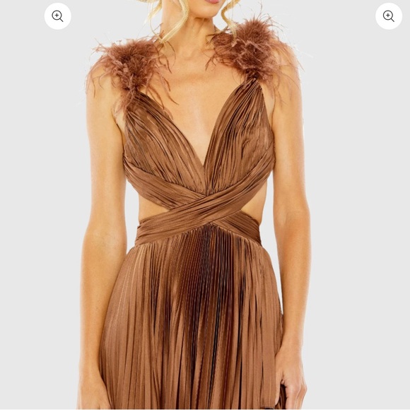 Mac Duggal Ieena pleated chocolate dress size 4 - Picture 4 of 6